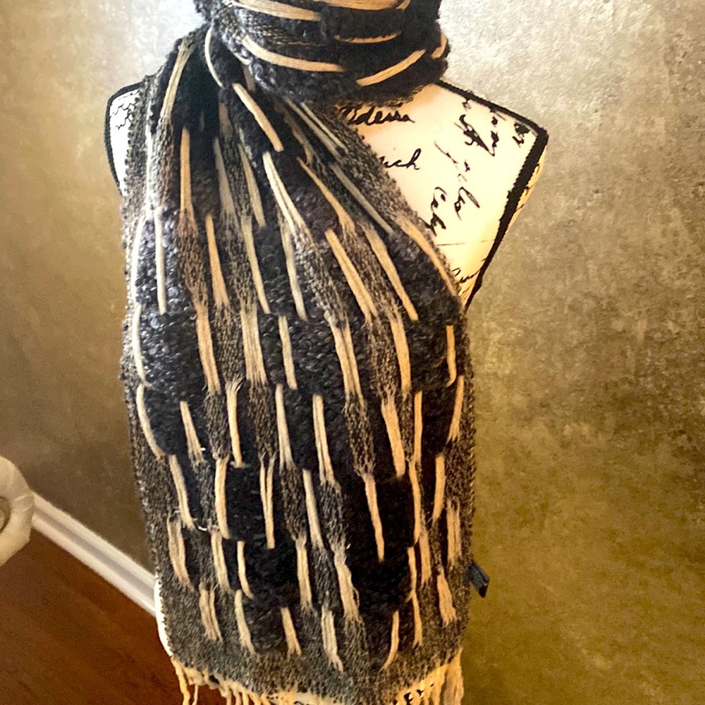 Beautiful Stylish Italian scarf with Fringe. Can be dressy or casual with jeans.